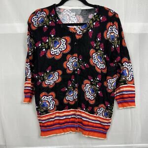 NWT Joseph A floral print button up cardigan office workwear Large relaxed
